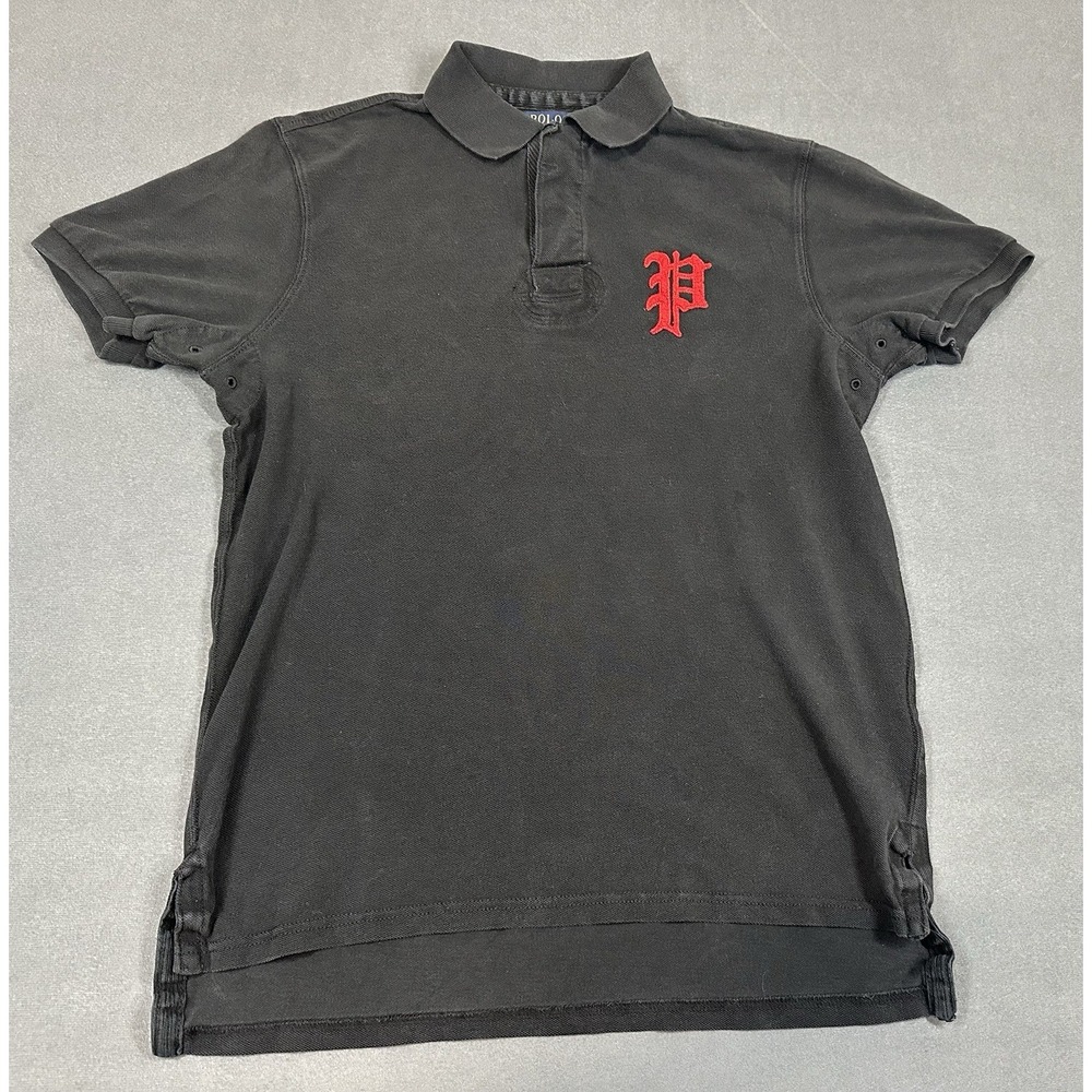 Polo Ralph Lauren Rugby Polo Shirt Medium Black Gothic P Streetwear Preppy